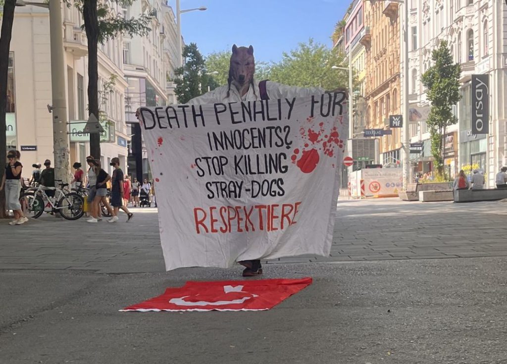 RespekTiere-Aktivist protstiert gegen Hundetöten